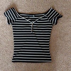 White and black off shoulder top